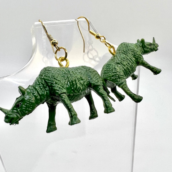 Rhino Earrings - Animal Earrings - Zoo Earrings - Teacher Earrings - Safari - Picture 4 of 9
